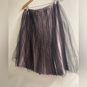 St. John Evening pleated Metallic Black and Purple A-Line Skirt